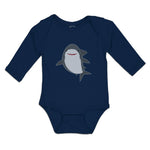 Long Sleeve Bodysuit Baby Marine Fish Shark and Toothlike Scale Cotton