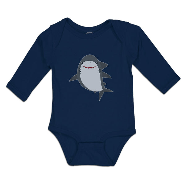 Long Sleeve Bodysuit Baby Marine Fish Shark and Toothlike Scale Cotton