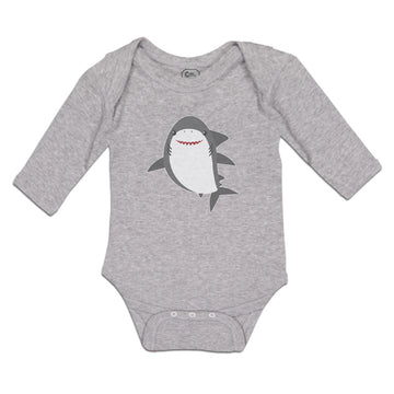 Long Sleeve Bodysuit Baby Marine Fish Shark and Toothlike Scale Cotton