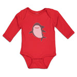 Long Sleeve Bodysuit Baby Marine Fish Shark and Toothlike Scale Cotton