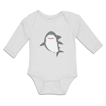 Long Sleeve Bodysuit Baby Marine Fish Shark and Toothlike Scale Cotton