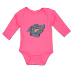 Long Sleeve Bodysuit Baby Angry Shark Cartoon Head Toothy Logo Cotton - Cute Rascals
