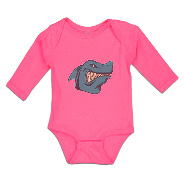 Long Sleeve Bodysuit Baby Angry Shark Cartoon Head Toothy Logo Cotton - Cute Rascals