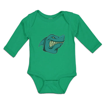 Long Sleeve Bodysuit Baby Angry Shark Cartoon Head Toothy Logo Cotton