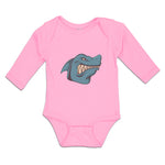 Long Sleeve Bodysuit Baby Angry Shark Cartoon Head Toothy Logo Cotton - Cute Rascals