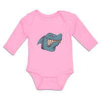Long Sleeve Bodysuit Baby Angry Shark Cartoon Head Toothy Logo Cotton - Cute Rascals