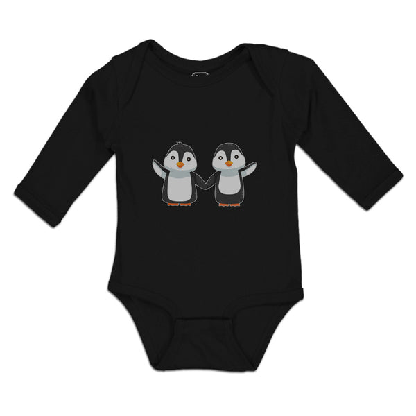 Long Sleeve Bodysuit Baby Little Twin Penguins Sibling Flightless Bird Cotton