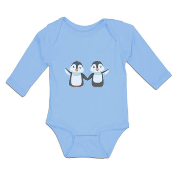 Long Sleeve Bodysuit Baby Little Twin Penguins Sibling Flightless Bird Cotton