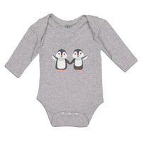 Long Sleeve Bodysuit Baby Little Twin Penguins Sibling Flightless Bird Cotton