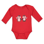Long Sleeve Bodysuit Baby Little Twin Penguins Sibling Flightless Bird Cotton