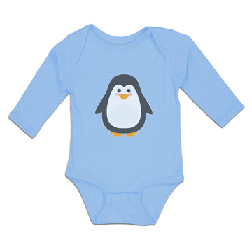 Long Sleeve Bodysuit Baby Cute Aquamarine Fatty Penguin Gesture Cotton