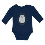 Long Sleeve Bodysuit Baby Cute Aquamarine Fatty Penguin Gesture Cotton - Cute Rascals