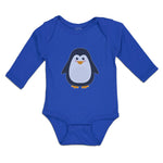 Long Sleeve Bodysuit Baby Cute Aquamarine Fatty Penguin Gesture Cotton - Cute Rascals