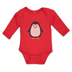 Long Sleeve Bodysuit Baby Cute Aquamarine Fatty Penguin Gesture Cotton - Cute Rascals