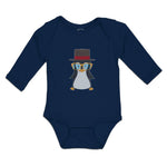 Long Sleeve Bodysuit Baby Aquamarine Penguin on Hat with Sunglass Costume Cotton - Cute Rascals