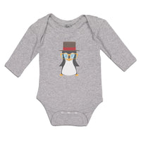 Long Sleeve Bodysuit Baby Aquamarine Penguin on Hat with Sunglass Costume Cotton - Cute Rascals