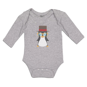 Long Sleeve Bodysuit Baby Aquamarine Penguin on Hat with Sunglass Costume Cotton