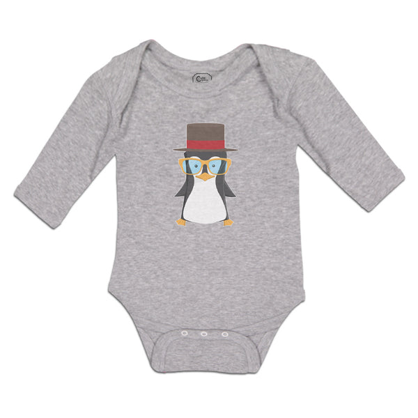 Long Sleeve Bodysuit Baby Aquamarine Penguin on Hat with Sunglass Costume Cotton - Cute Rascals
