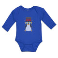 Long Sleeve Bodysuit Baby Aquamarine Penguin on Hat with Sunglass Costume Cotton