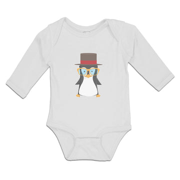 Long Sleeve Bodysuit Baby Aquamarine Penguin on Hat with Sunglass Costume Cotton