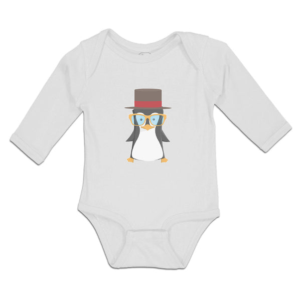 Long Sleeve Bodysuit Baby Aquamarine Penguin on Hat with Sunglass Costume Cotton - Cute Rascals