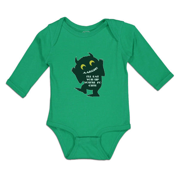 Long Sleeve Bodysuit Baby Scaring You'Re Cute Silhouette Spooky Cotton