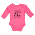 Long Sleeve Bodysuit Baby Bigfoot Silhouette Trees, Pattern Footprints Cotton - Cute Rascals