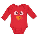 Long Sleeve Bodysuit Baby Duck Waterbird Face and Beak Toungue out Funny Cotton - Cute Rascals