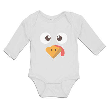 Long Sleeve Bodysuit Baby Duck Waterbird Face and Beak Toungue out Funny Cotton