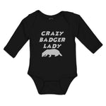 Long Sleeve Bodysuit Baby Forest Crazy Badger Lady Silhouette Wildlife Cotton - Cute Rascals