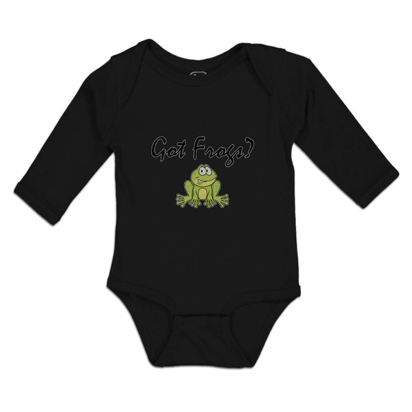 Long Sleeve Bodysuit Baby Got Green Frogs Sitting Question Mark Sign Cotton - Cute Rascals