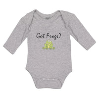 Long Sleeve Bodysuit Baby Got Green Frogs Sitting Question Mark Sign Cotton - Cute Rascals