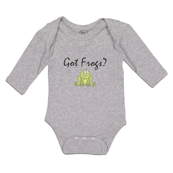 Long Sleeve Bodysuit Baby Got Green Frogs Sitting Question Mark Sign Cotton - Cute Rascals