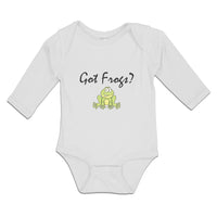 Long Sleeve Bodysuit Baby Got Green Frogs Sitting Question Mark Sign Cotton - Cute Rascals