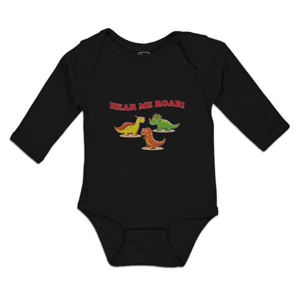 Long Sleeve Bodysuit Baby Hear Me Roar! Dinosaur Jurassic Park Cotton - Cute Rascals