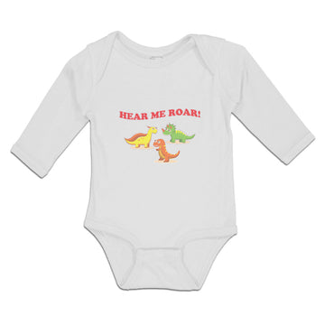 Long Sleeve Bodysuit Baby Hear Me Roar! Dinosaur Jurassic Park Cotton