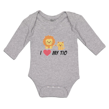 Long Sleeve Bodysuit Baby I Love My Tio Cute Funny Lions Sitting Cotton