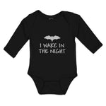 Long Sleeve Bodysuit Baby I Wake in The Night An Silhouette Bat Cotton