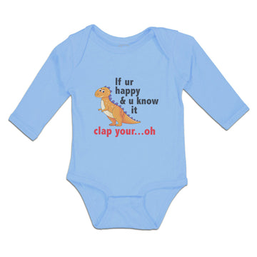 Long Sleeve Bodysuit Baby Clap Your Oh Tyrannosaurus Dinosaur Jurassic Cotton