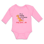 Long Sleeve Bodysuit Baby Clap Your Oh Tyrannosaurus Dinosaur Jurassic Cotton - Cute Rascals