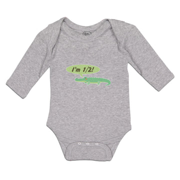 Long Sleeve Bodysuit Baby Green Animated Crocodile I'M 1 2! Age Cotton
