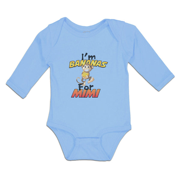 Long Sleeve Bodysuit Baby I'M Bananas Mimi Playful Wild Monkey Holding Cotton