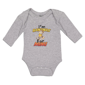 Long Sleeve Bodysuit Baby I'M Bananas Mimi Playful Wild Monkey Holding Cotton
