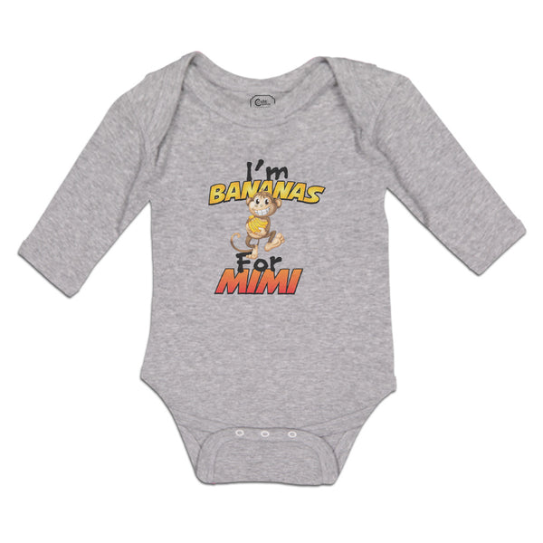 Long Sleeve Bodysuit Baby I'M Bananas Mimi Playful Wild Monkey Holding Cotton