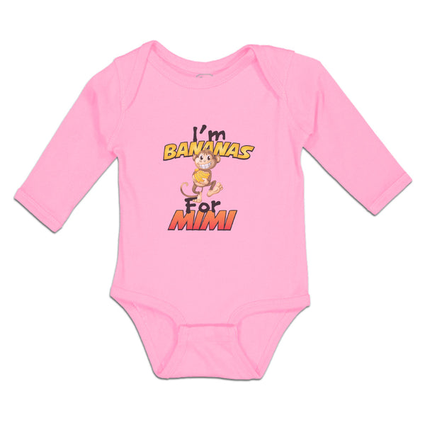 Long Sleeve Bodysuit Baby I'M Bananas Mimi Playful Wild Monkey Holding Cotton