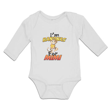 Long Sleeve Bodysuit Baby I'M Bananas Mimi Playful Wild Monkey Holding Cotton