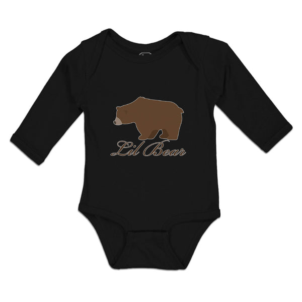 Long Sleeve Bodysuit Baby Lil Brown Bear's Side View Wild Animal Cotton