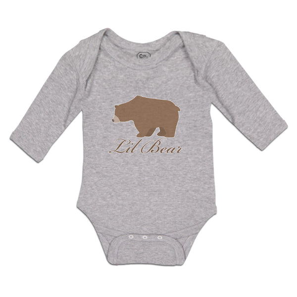 Long Sleeve Bodysuit Baby Lil Brown Bear's Side View Wild Animal Cotton