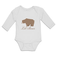 Long Sleeve Bodysuit Baby Lil Brown Bear's Side View Wild Animal Cotton