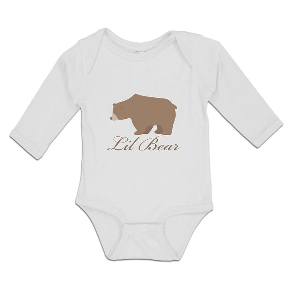 Long Sleeve Bodysuit Baby Lil Brown Bear's Side View Wild Animal Cotton